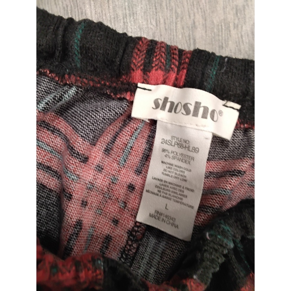Shosho Womens Plaid Lounge Pants Red Black Wide Leg Pajama Bottoms Large - Picture 4 of 6